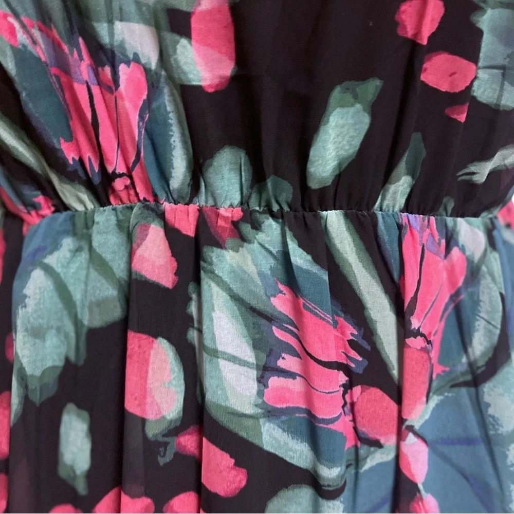 Torrid Butterfly Floral Print Midi Chiffon Mock Neck Skater Dress Size 1 1XL NWT - Picture 11 of 13
